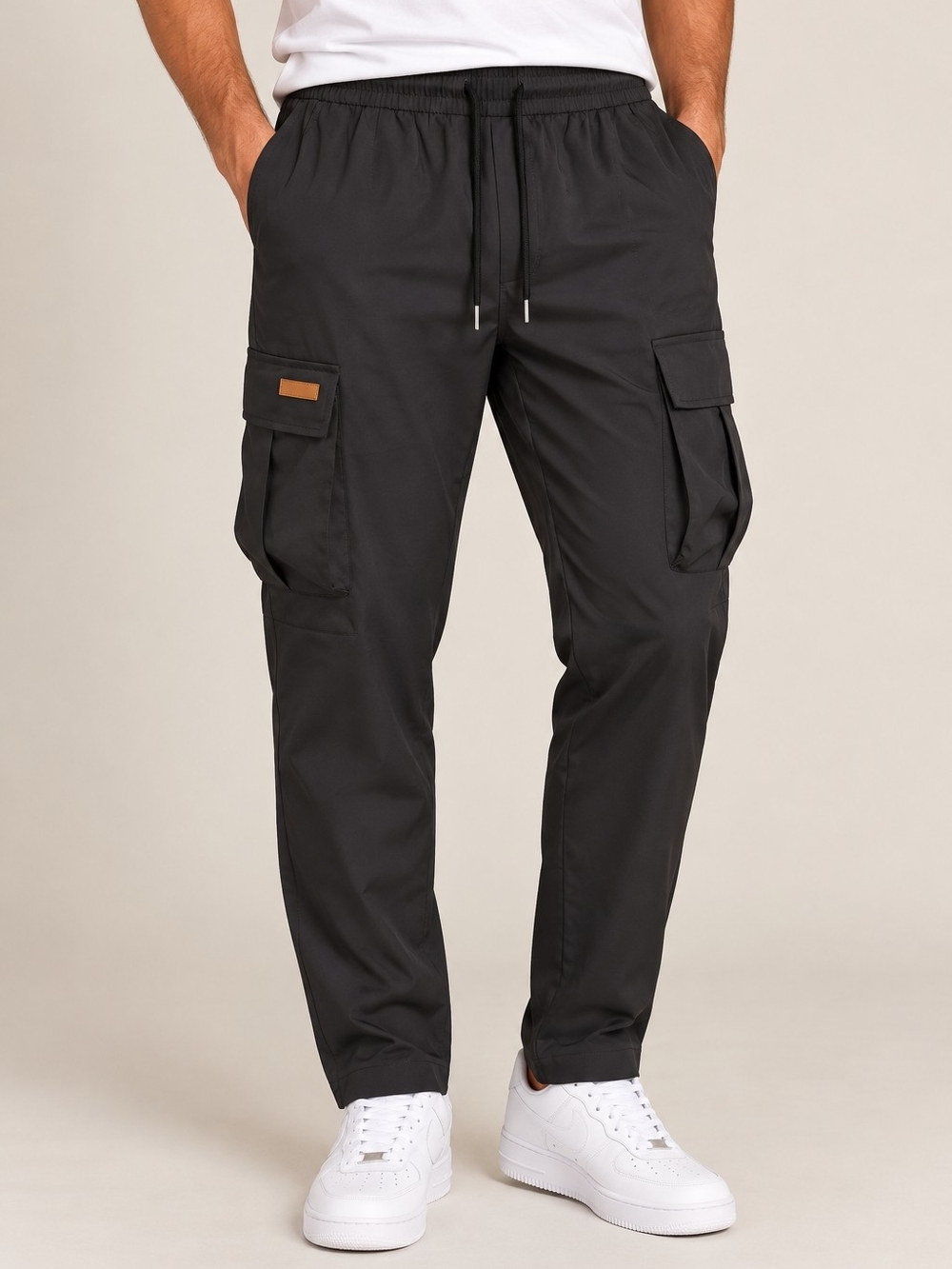 JMIERR Black Cargo Jogger Pants Men’s Large Utility Multi Pocket NWT